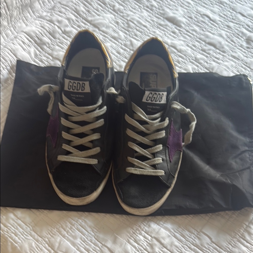 Golden Goose Black and Purple Casual Sneakers